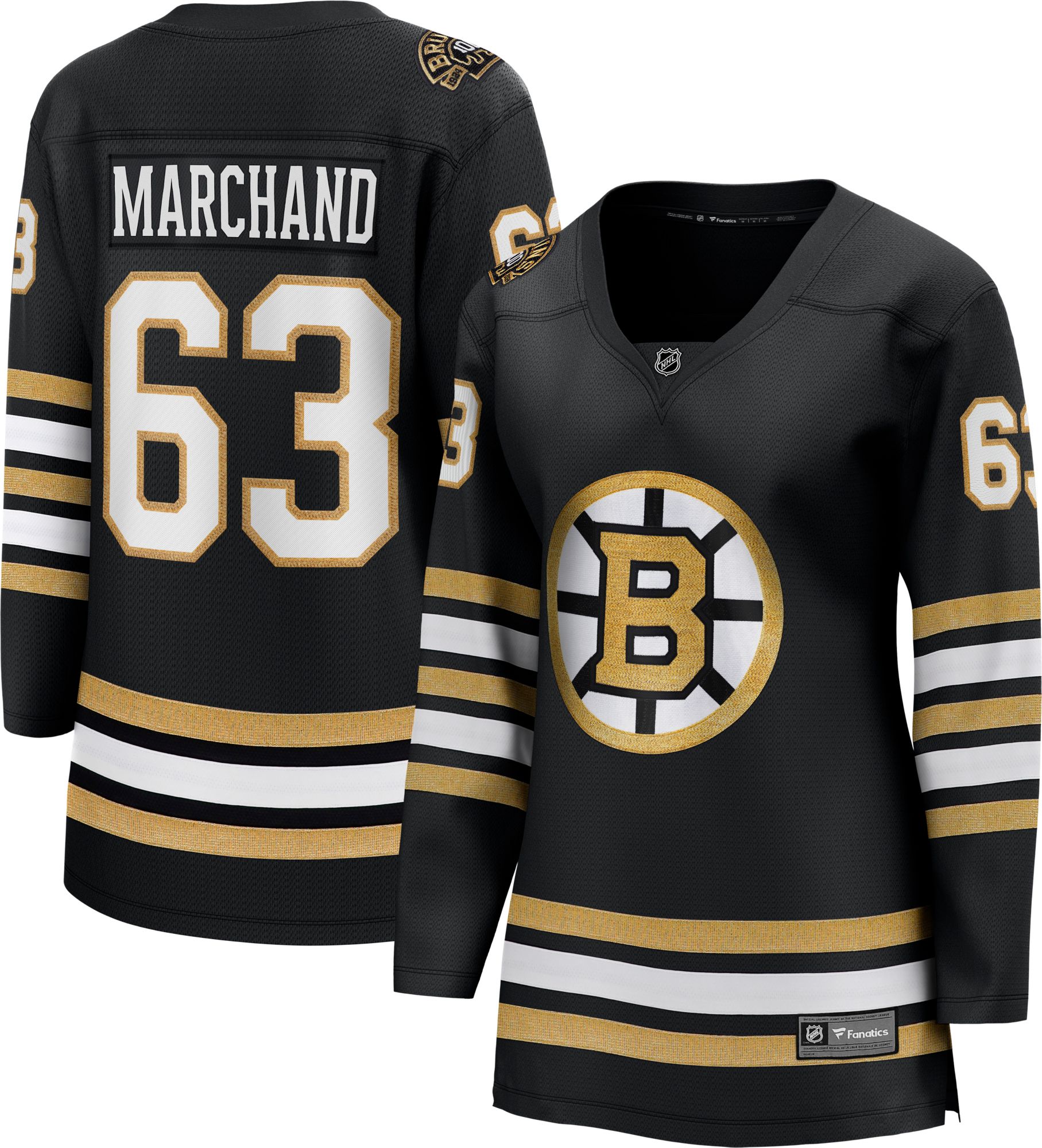 NHL Women's Boston Bruins Centennial Brad Marchand #63 Breakaway Home Replica Jersey
