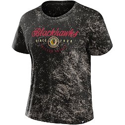 NHL Women's Chicago Blackhawks Bleach Dye Black T-Shirt