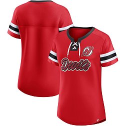 NHL Women's New Jersey Devils Iconic Athena Red Lace-Up T-Shirt