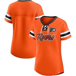 NHL Women's Philadelphia Flyers Iconic Athena Orange Lace-Up T-Shirt