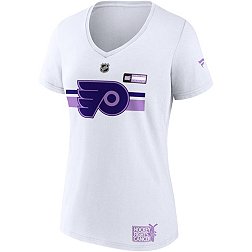 NHL Women's Philadelphia Flyers Hockey Fights Cancer White V-Neck T-Shirt