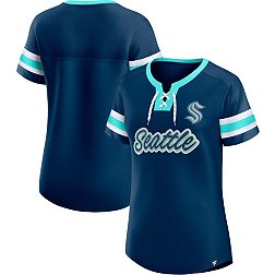 NHL Women's Seattle Kraken Iconic Athena Navy Lace-Up T-Shirt