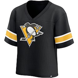 NHL Women's Pittsburgh Penguins Mesh Black V-Neck T-Shirt