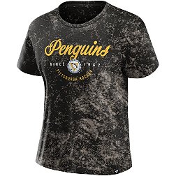 NHL Women's Pittsburgh Penguins Bleach Dye Black T-Shirt