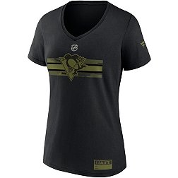 NHL Women's Pittsburgh Penguins Authentic Pro Military Black V-Neck T-Shirt