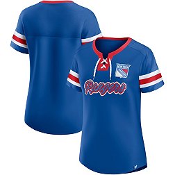 NHL Women's New York Rangers Iconic Athena Dark Royal Lace-Up T-Shirt