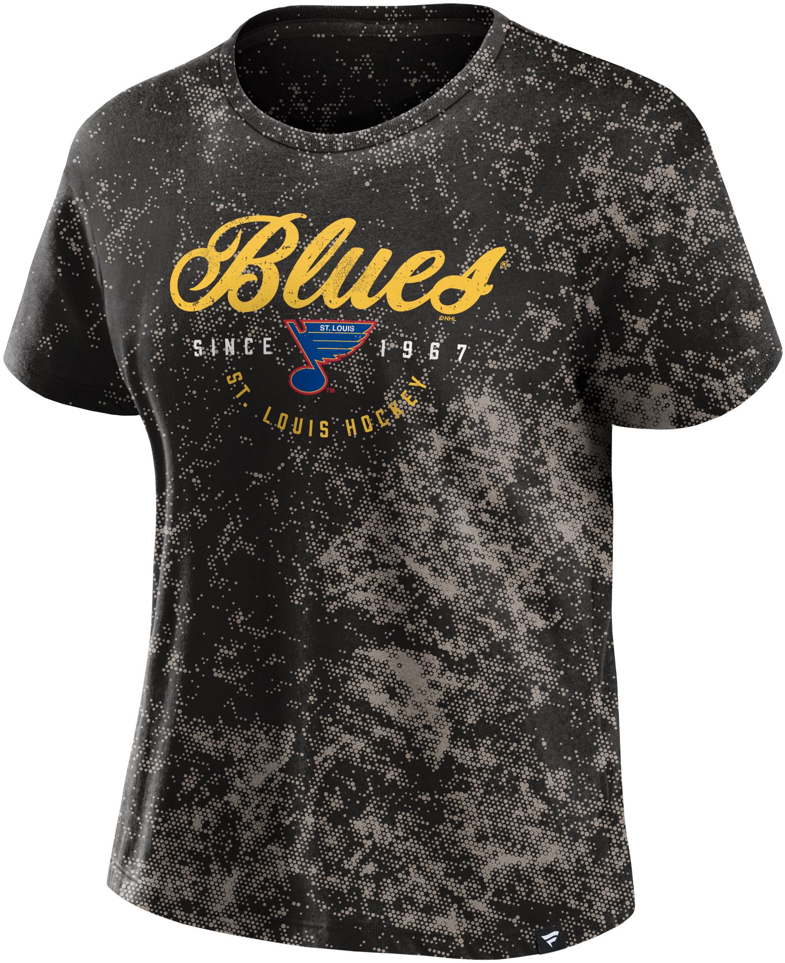NHL Women's St. Louis Blues Bleach Dye Black T-Shirt