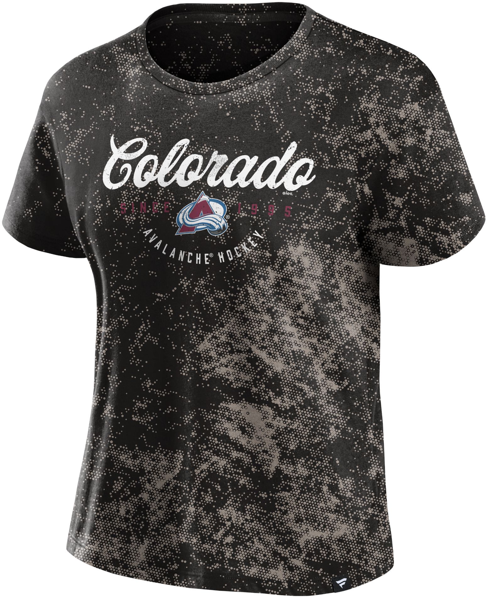 NHL Women's Colorado Avalanche Bleach Dye Black T-Shirt