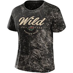 NHL Women's Minnesota Wild Bleach Dye Black T-Shirt