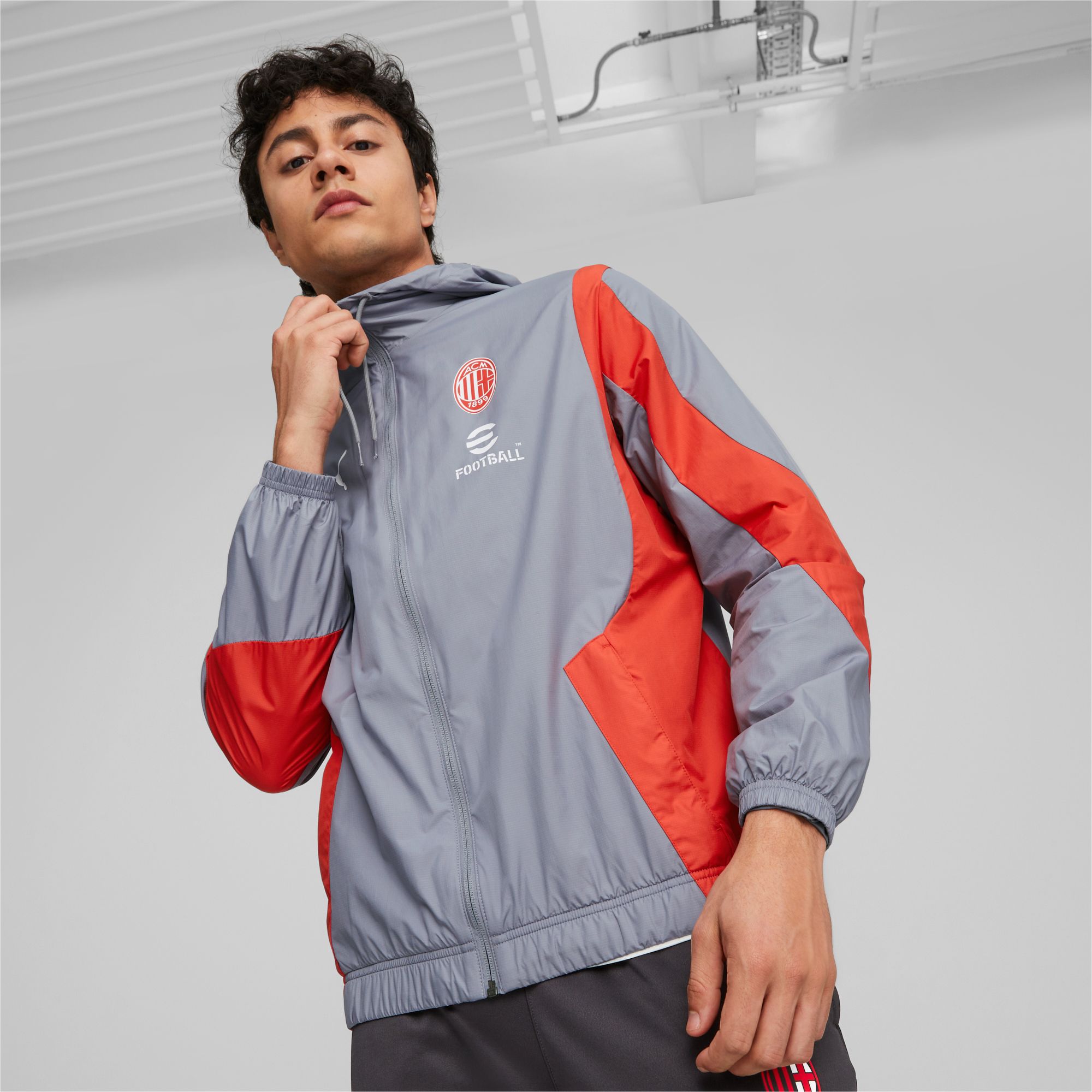 PUMA AC Milan 2023 Grey Anthem Prematch Jacket - Gray
