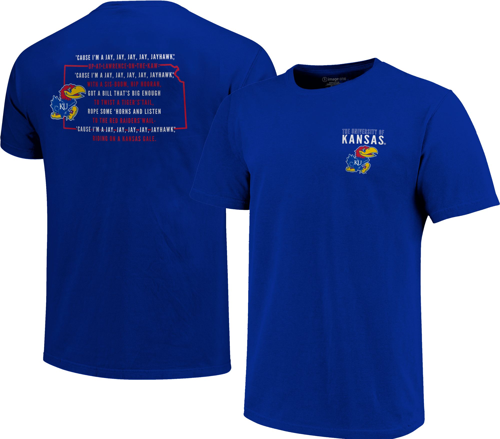 Image One Men's Kansas Jayhawks Blue Fight Song T-Shirt
