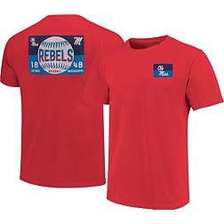 Image One Men's Ole Miss Rebels Red Baseball Ticket T-Shirt