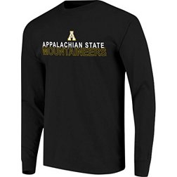 Image One Men's Appalachian State Mountaineers Black Overtype Logo Long Sleeve T-Shirt