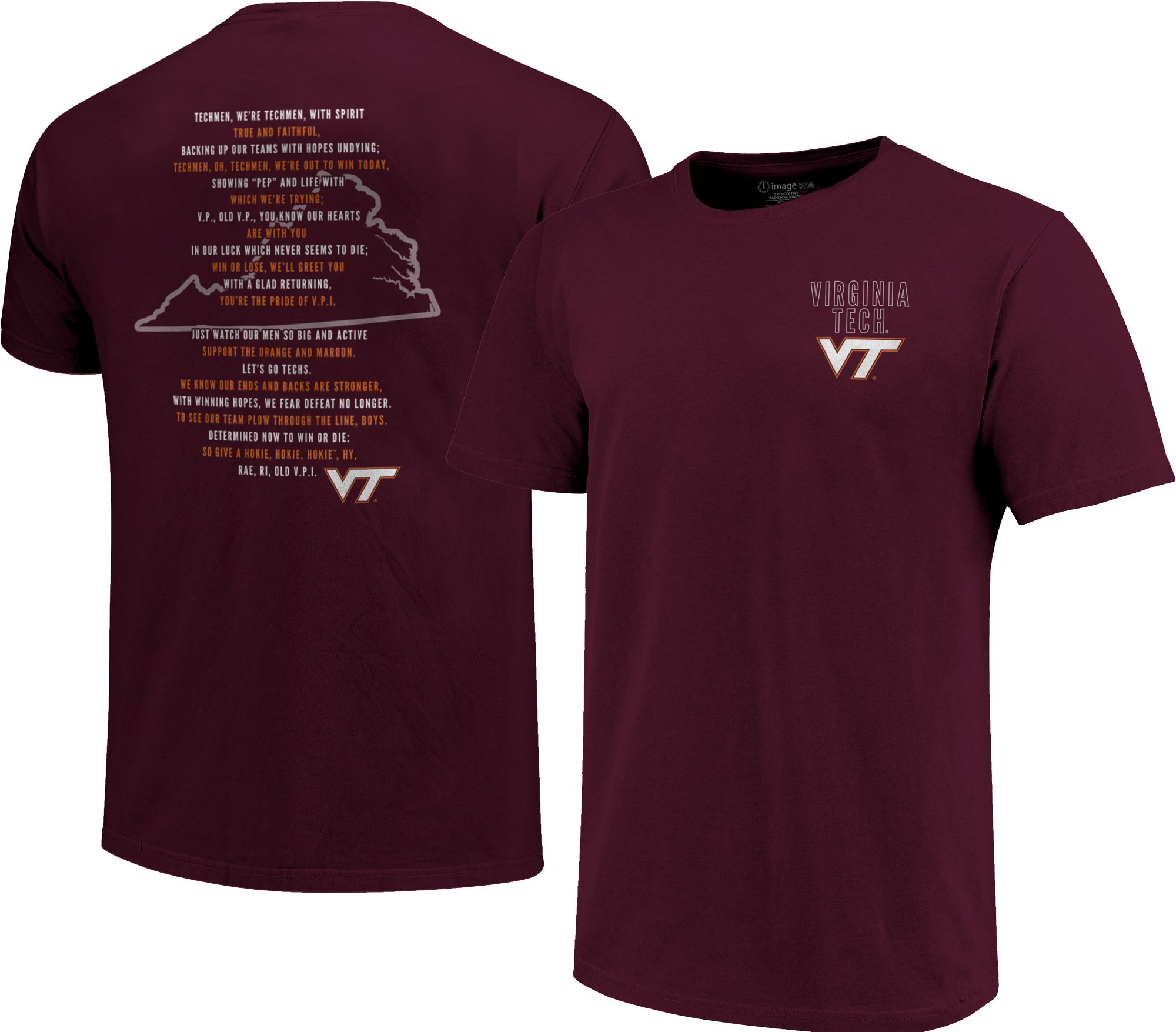 Image One Men's Virginia Tech Hokies Maroon Fight Song T-Shirt