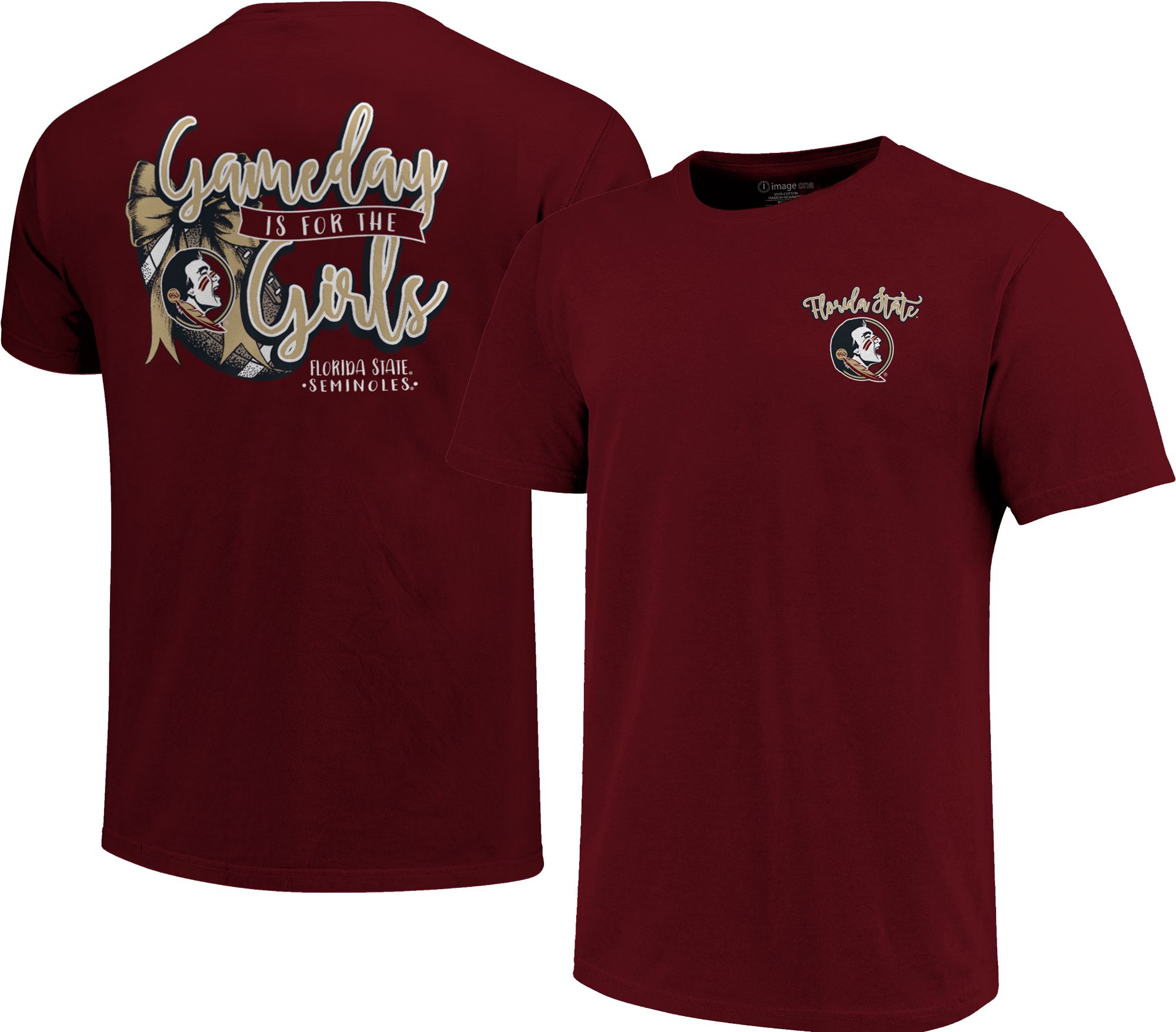 Image One Women's Florida State Seminoles Garnet Gameday Bow T-Shirt