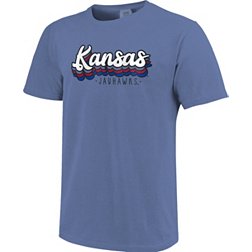 Image One Women's Kansas Jayhawks Blue Retroscript T-Shirt