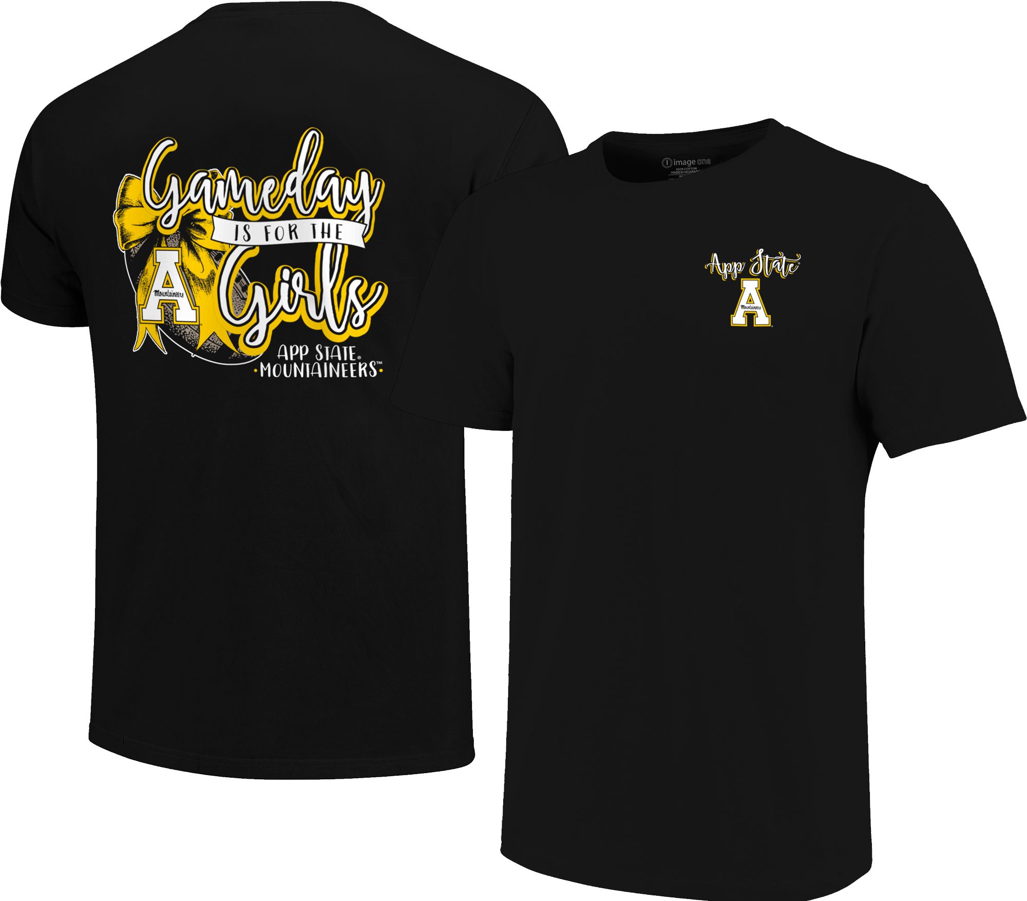 Image One Women's Appalachian State Mountaineers Black Gameday Bow T-Shirt