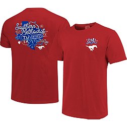 Image One Women's Southern Methodist Mustangs Red Doodles T-Shirt