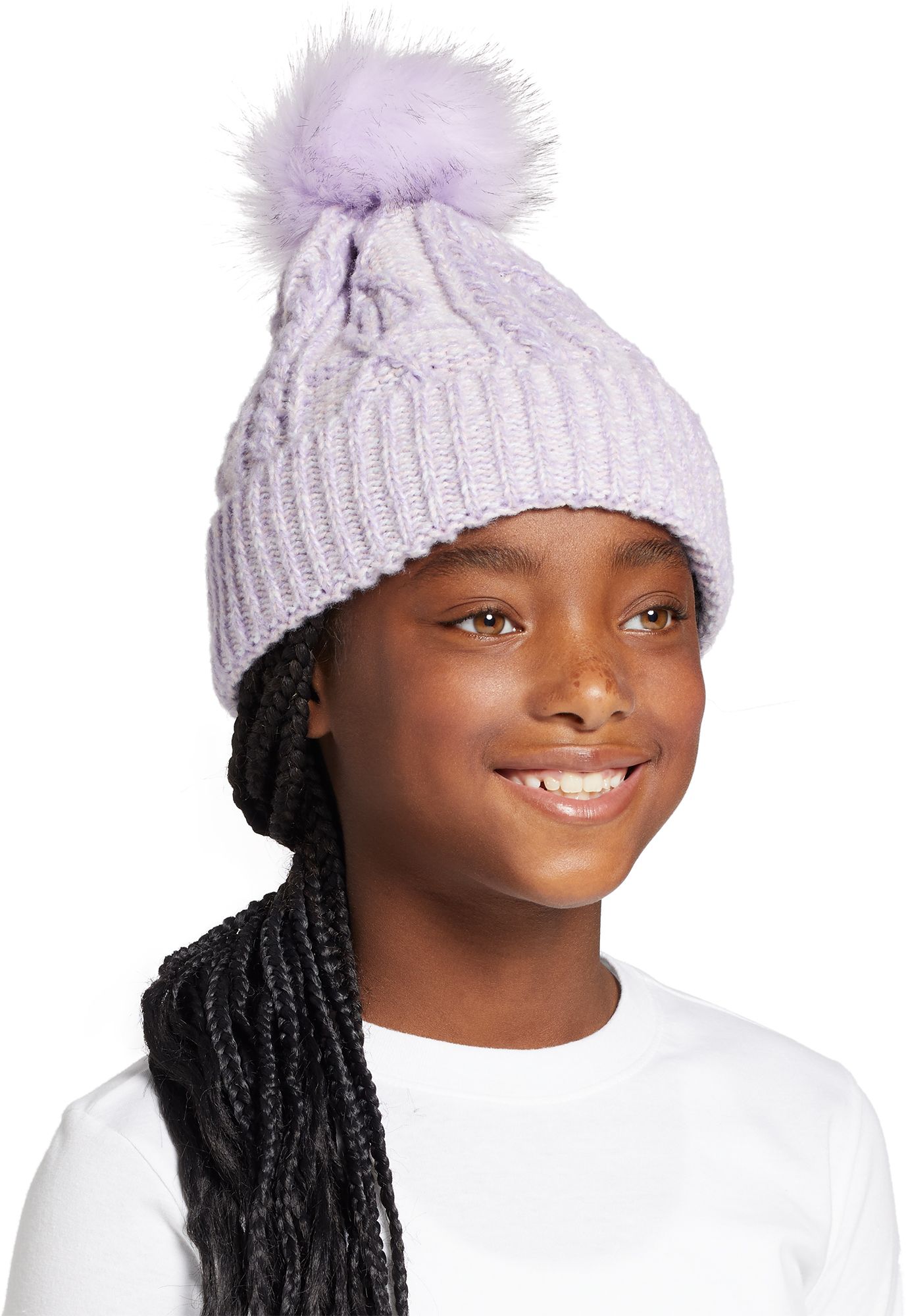 DSG Girls' Cable Knit Pom Beanie
