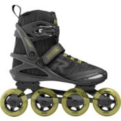 ROCES Men's X35 3X110 TIF Durable Adjustable Maneuverable Outdoor Urban 3 Wheel Freestyle Hard-Boot Inline Racing Skates With Secure Closure System & Invisible Frame,Black/Silver, 8