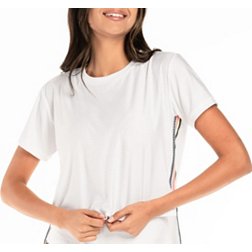 Lucky In Love Women's High-Low Royale Stripe Short Sleeve T-Shirt