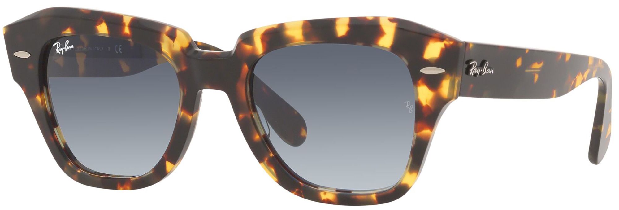 Photos - Sunglasses Ray-Ban State Street , Men's, Yellow Havana/light Blue 22RYBUSTT 