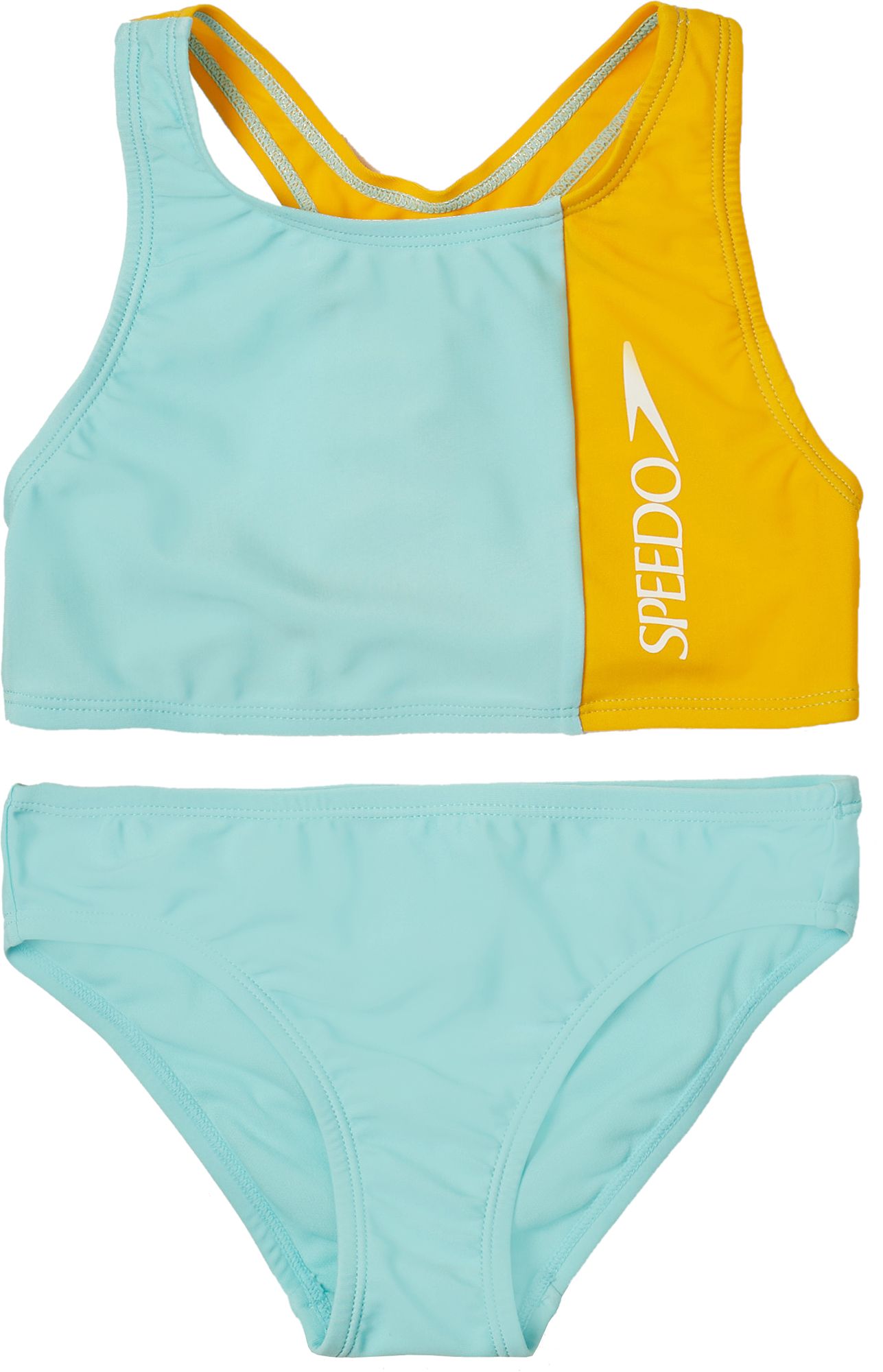 Speedo Girls' Solid Blocked Bikini Set