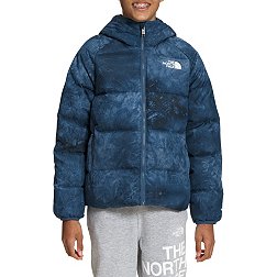 THE NORTH FACE BOYS 550 REVERSIBLE BLUE DOWN PUFFER JACKET COAT