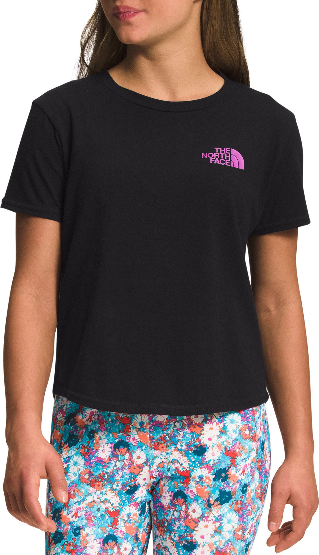 The North Face Girls' Graphic T-Shirt, Medium, Scuba Blue/Black