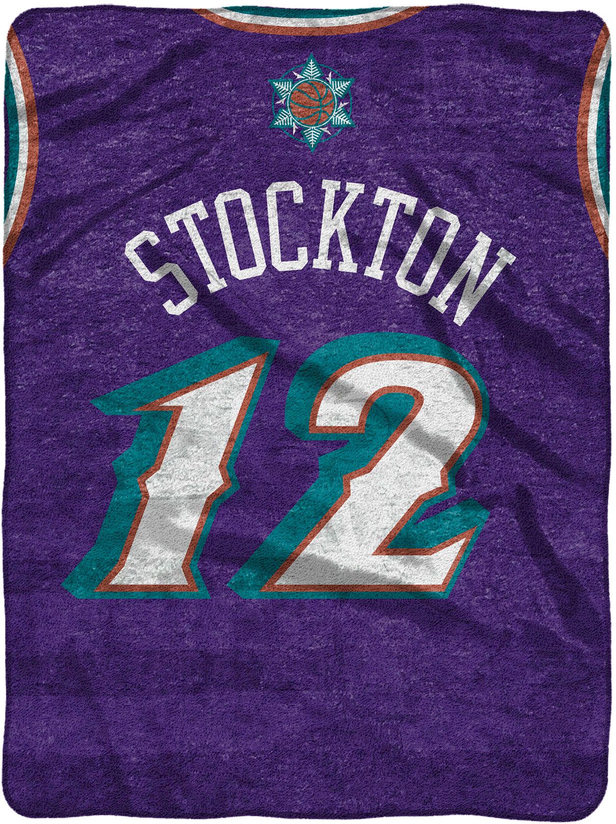 Uncanny Brands Utah Jazz John Stockton #12 Raschel Plush Blanket