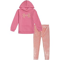 Under Armour Little Girls' Fleece Logo Tunic Hoodie and Crushed Velour Leggings