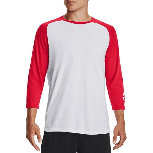 Chemise Baseball Rawlings Homme – Manches 3/4 – Gris/rouge – Petite (S) – Pro-Dri