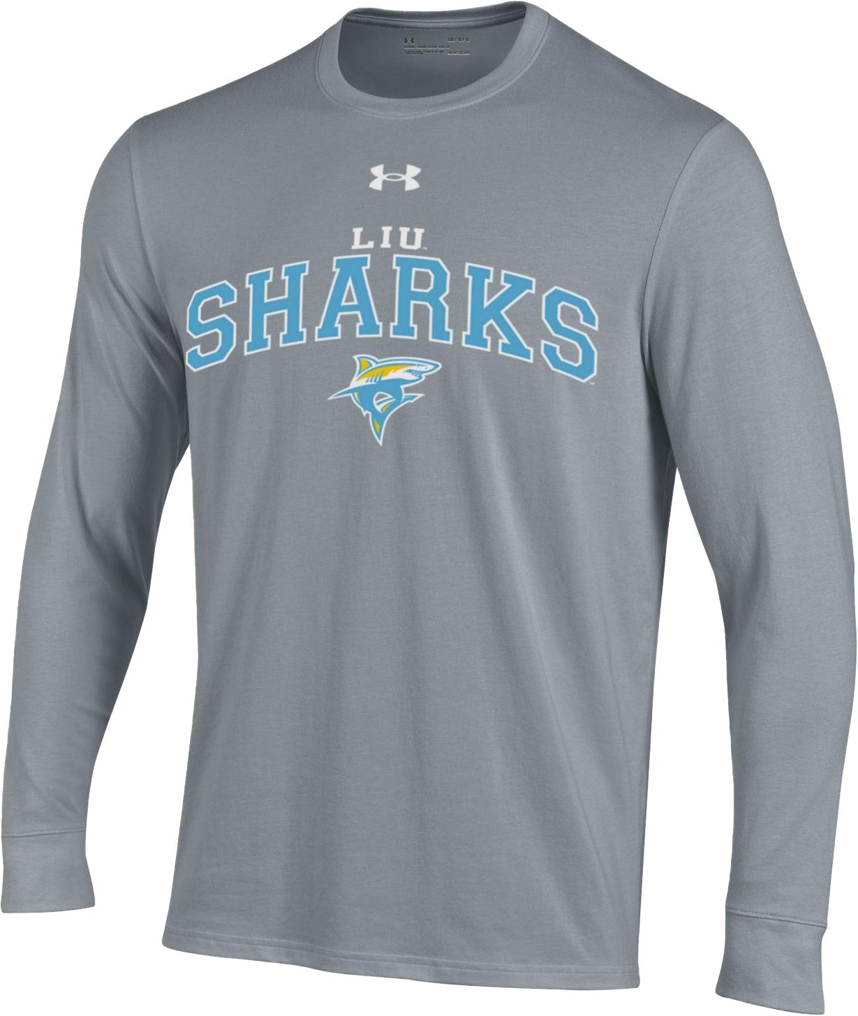 Under Armour Men's LIU Sharks Steel Performance Cotton Longsleeve T-Shirt