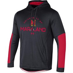 Under Armour Men's Maryland Terrapins Black and Red Gameday Pulover Hoodie