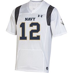 Under Armour Men's Navy Midshipmen #12 White Replica Football Jersey