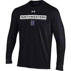 Under Armour Men's Northwestern Wildcats Black Performance Cotton Longsleeve T-Shirt