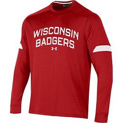 Under Armour Men's Wisconsin Badgers Red and White Gameday Crewneck Sweatshirt