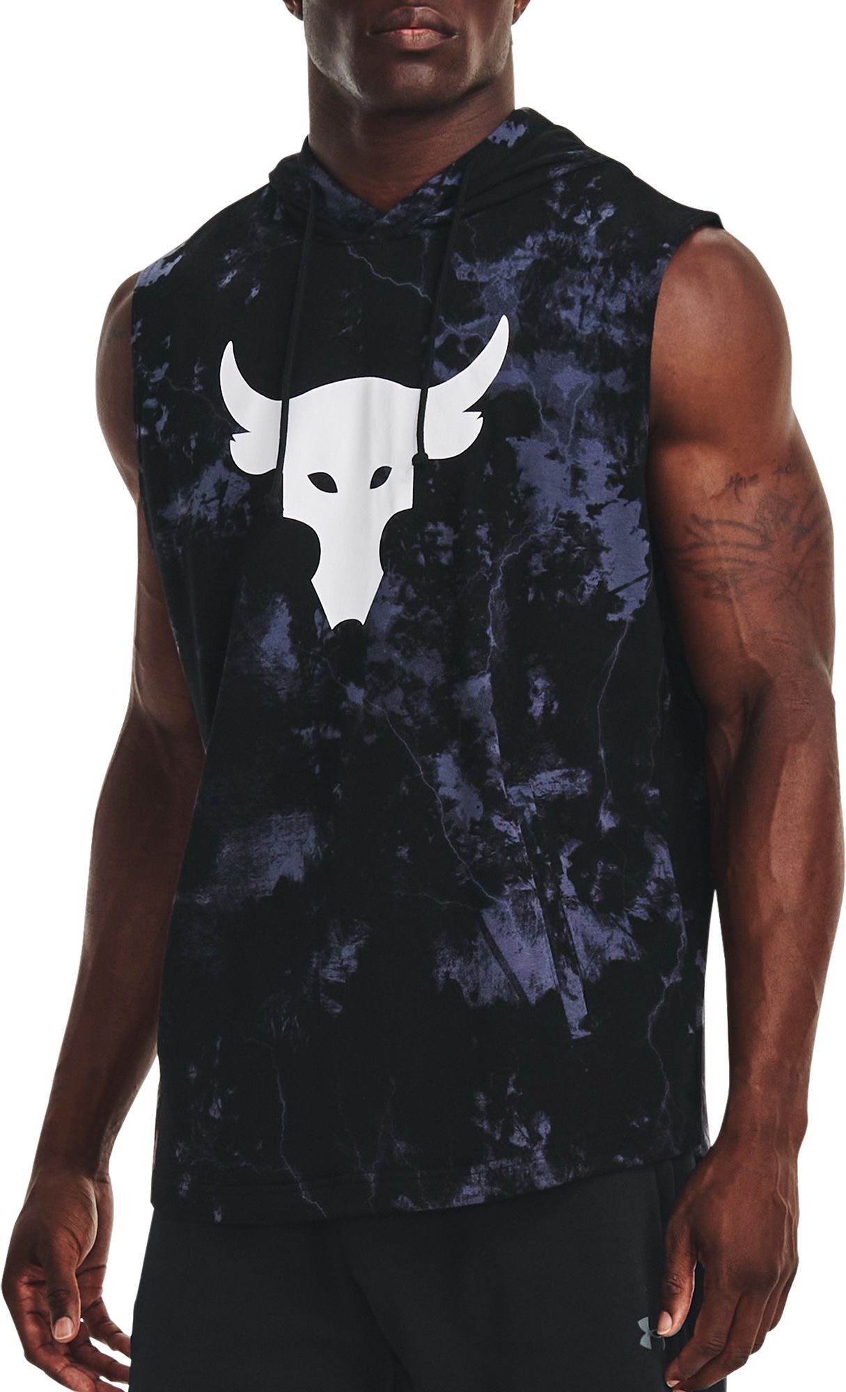 Under Armour Men's Project Rock Terry Printed Sleeveless Hoodie