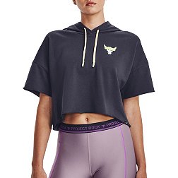 Under Armour Women's Project Rock Rival Terry Short Sleeve Hoodie