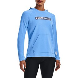 Under Armour Sweatshirt Womens Small Blue Gray Coldgear Hoodie Quilted Logo