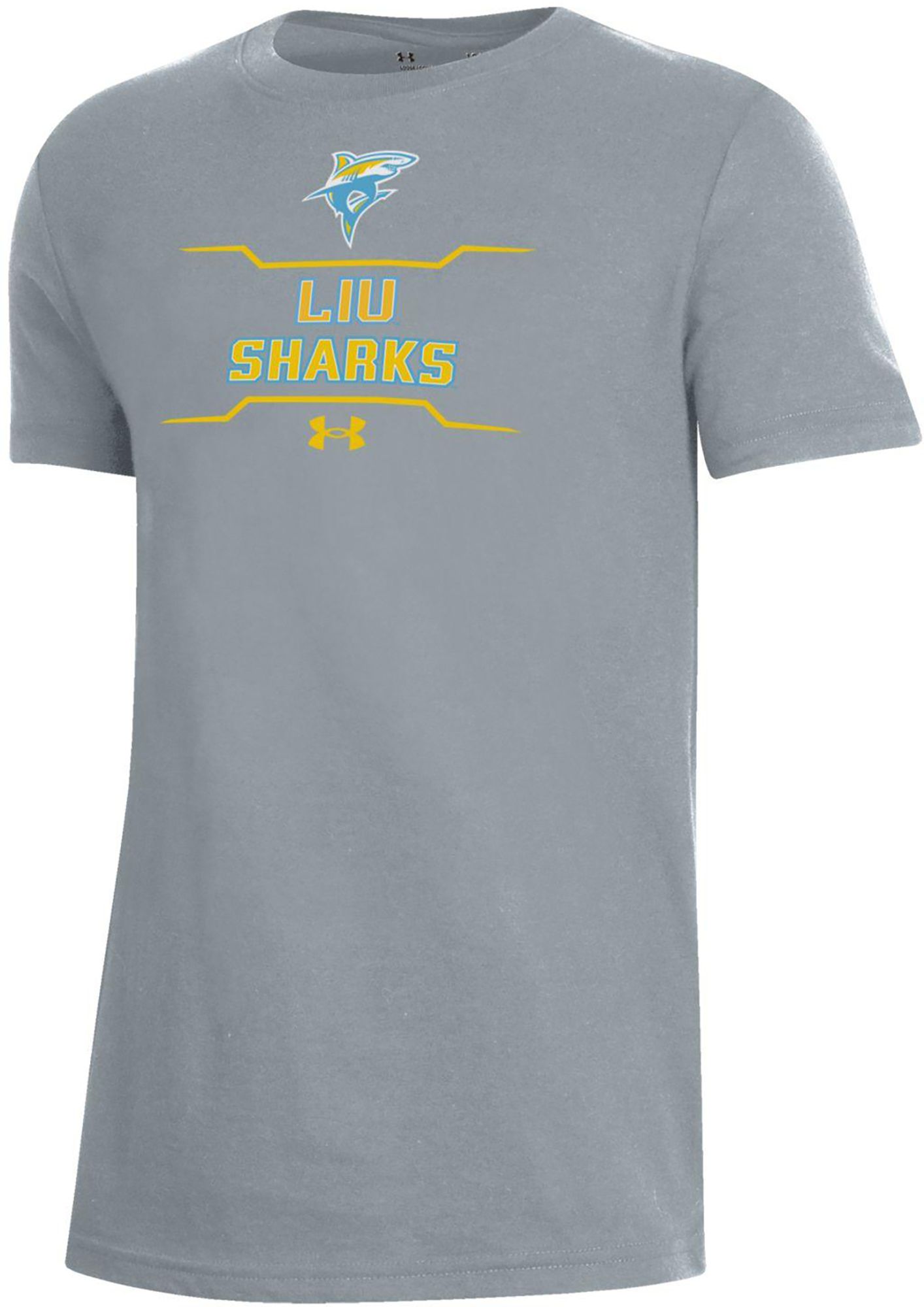 Under Armour Youth LIU Sharks Grey Performance Cotton T-Shirt