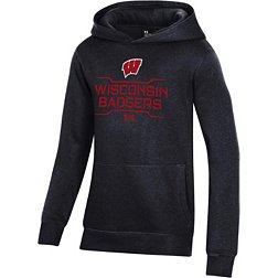 Under Armour Youth Wisconsin Badgers Black All Day Fleece Hoodie