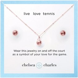 Chelsea Charles Tennis Ball Charm Necklace and Earrings Gift Set