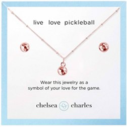 Chelsea Charles Pickleball Charm Necklace and Earrings Gift Set