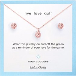 Chelsea Charles Golf Ball Charm Necklace & Earrings Gift Set
