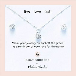 Chelsea Charles Girls Golf Ball Charm Necklace & Earrings Gift Set