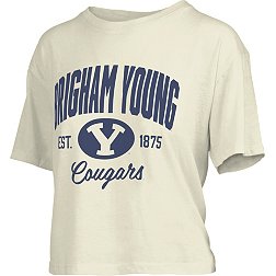 Pressbox Women's BYU Cougars White Knobie Crop T-Shirt