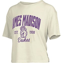 Pressbox Women's James Madison Dukes White Knobie Crop T-Shirt
