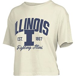 Pressbox Women's Illinois Fighting Illini White Knobie Crop T-Shirt