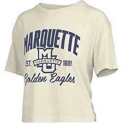 Pressbox Women's Marquette Golden Eagles White Knobie Crop T-Shirt